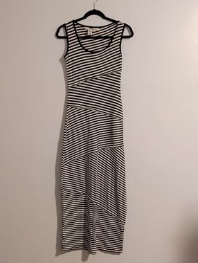 Studio M Black & White Striped Tank Maxi Dress